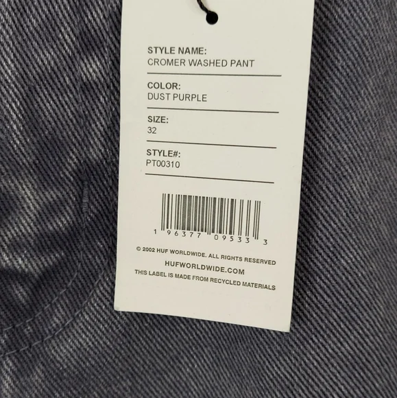 Huf Cromer wash pants men's in size 32 and 34